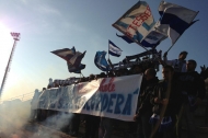 Gli ultras biancazzurri a Margherita di Savoia (foto Vincenzo Lagalante)