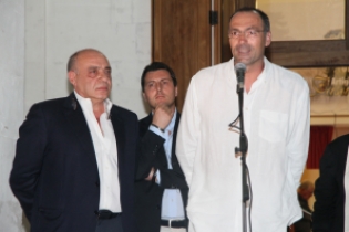 Federico Albanese in occasione dell'inaugurazione della Mostra dell'Artigianato a Selva di Fasano