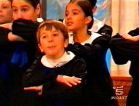 Stefania Mancini insieme a Gian Burrasca (Duccio Cecchi) nel musical di Canale 5.