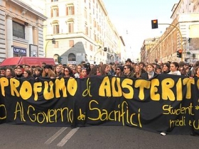 Una foto delle manifestazioni a Roma degli scorsi giorni