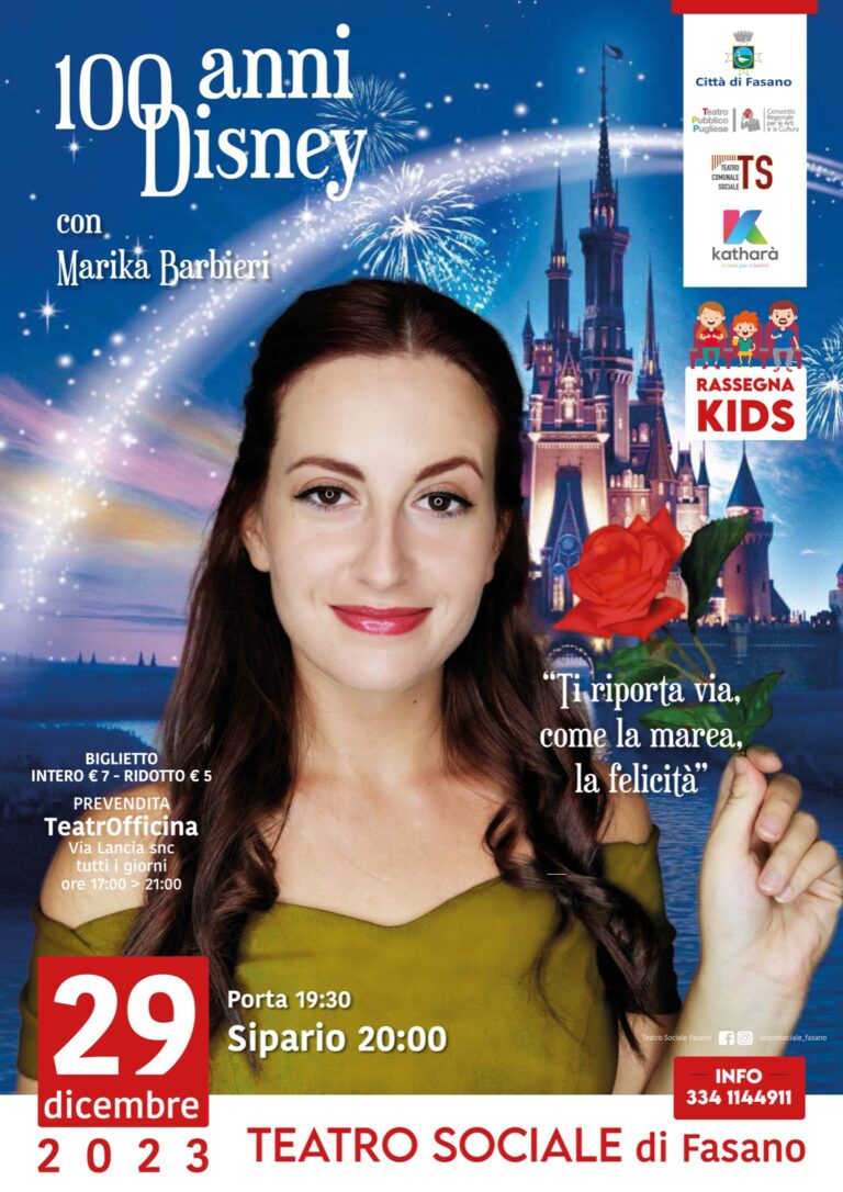 SenzaConfine, un omaggio ai 100 anni della Disney insieme a Marika Barbieri SenzaConfine, un omaggio ai 100 anni della Disney insieme a Marika Barbieri - Osservatorio Fasano