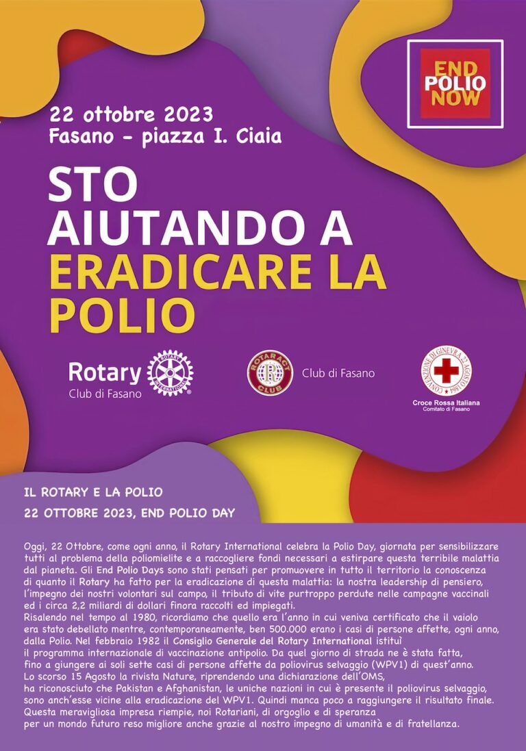Il Rotary in piazza per la «Giornata mondiale della polio» - Osservatorio Fasano