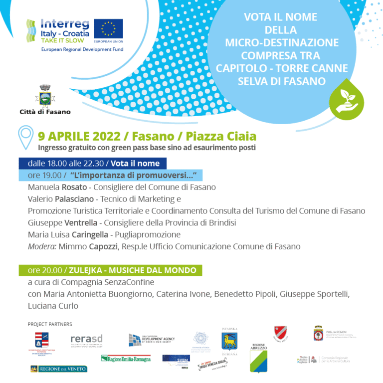 «Take it slow», terza giornata di eventi per scegliere il nome della destinazione turistica - Osservatorio Fasano