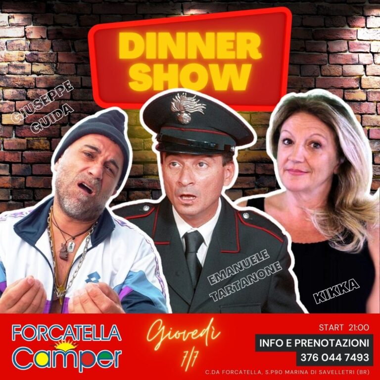 Forcatella Camper: questa sera il Cabaret con il TRIO, Giuseppe Guida, Emanuele Tartanone, Kikka Forcatella Camper: questa sera il Cabaret con il TRIO, Giuseppe Guida, Emanuele Tartanone, Kikka - Osservatorio Fasano