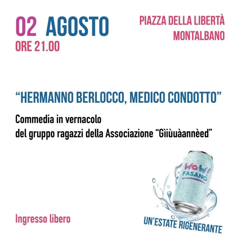 Questa sera la commedia 'Hermanno Berlocco, medico condotto' in piazza a Montalbano - Osservatorio Fasano
