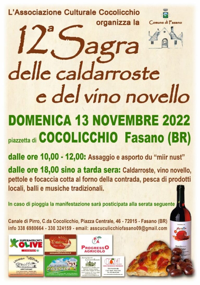 La dodicesima edizione della Sagra della caldarroste e del vino novello a Cocolicchio La dodicesima edizione della Sagra della caldarroste e del vino novello a Cocolicchio - Osservatorio Fasano