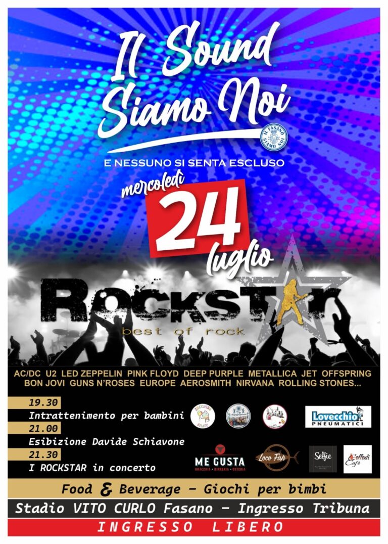 "Il Sound Siamo Noi e nessuno si senta escluso” con i Rockstar al Vito Curlo - Osservatorio Fasano