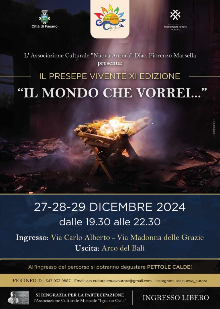 11ª edizione del Presepe vivente “”IL MONDO CHE VORREI…” 11ª edizione del Presepe vivente “"IL MONDO CHE VORREI...” - Osservatorio Fasano