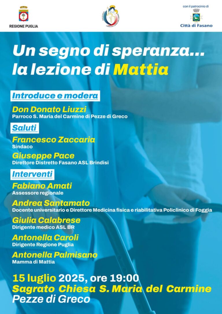 Un segno di speranza: la lezione di Mattia inspira la comunità di Pezze di Greco Un segno di speranza: la lezione di Mattia inspira la comunità di Pezze di Greco - Osservatorio Fasano