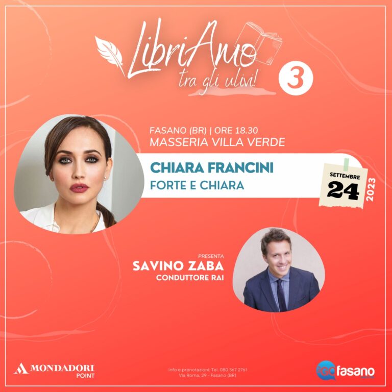 Con Chiara Francini a Masseria Villa Verde l’ultimo appuntamento con “LibriAmo…tra gli ulivi” Con Chiara Francini a Masseria Villa Verde l’ultimo appuntamento con “LibriAmo…tra gli ulivi” - Osservatorio Fasano