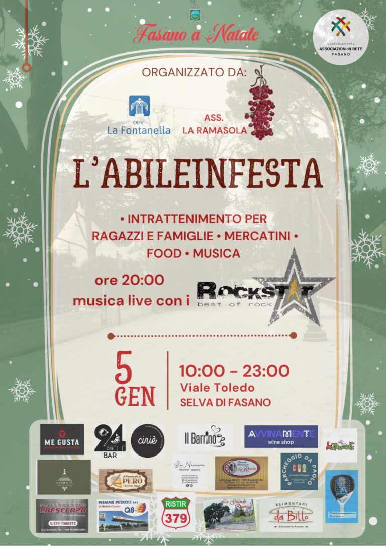 Le associazioni “La Fontanella” e “La Ramasola” organizzano l’evento “L’AbileInFesta” - Osservatorio Fasano