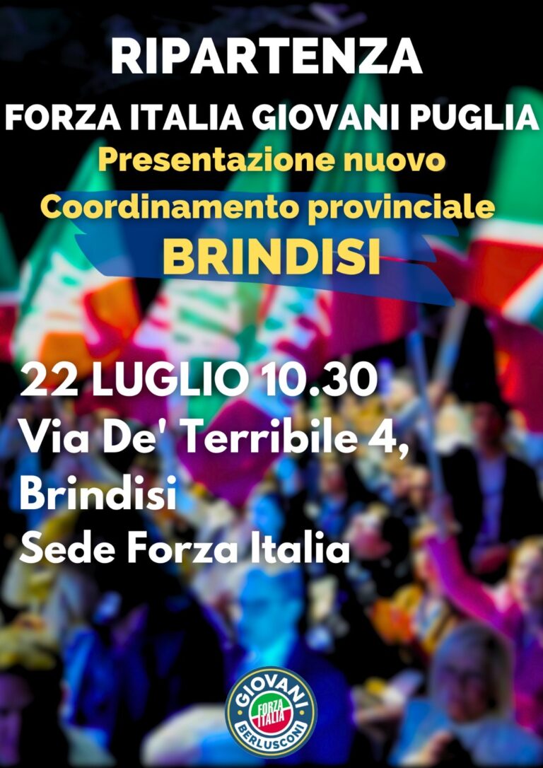 Ripartenza Forza Italia Giovani Puglia: presentazione del nuovo coordinamento provinciale Ripartenza Forza Italia Giovani Puglia: presentazione del nuovo coordinamento provinciale - Osservatorio Fasano