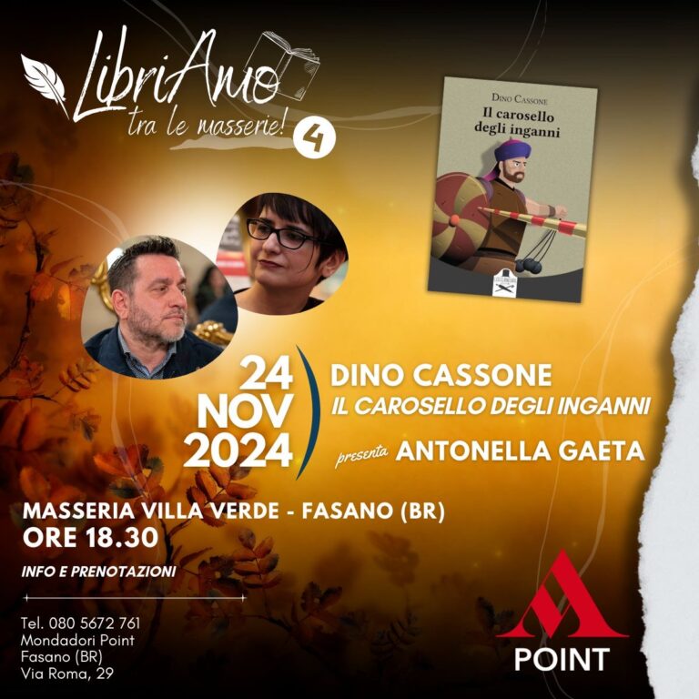 “LibriAmo… tra le masserie!”, Dino Cassone protagonista del secondo appuntamento della rassegna “LibriAmo… tra le masserie!”, Dino Cassone protagonista del secondo appuntamento della rassegna - Osservatorio Fasano