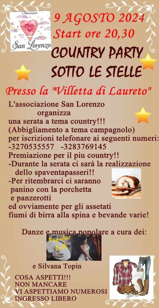 A Laureto questa sera "Country party sotto le stelle" - Osservatorio Fasano