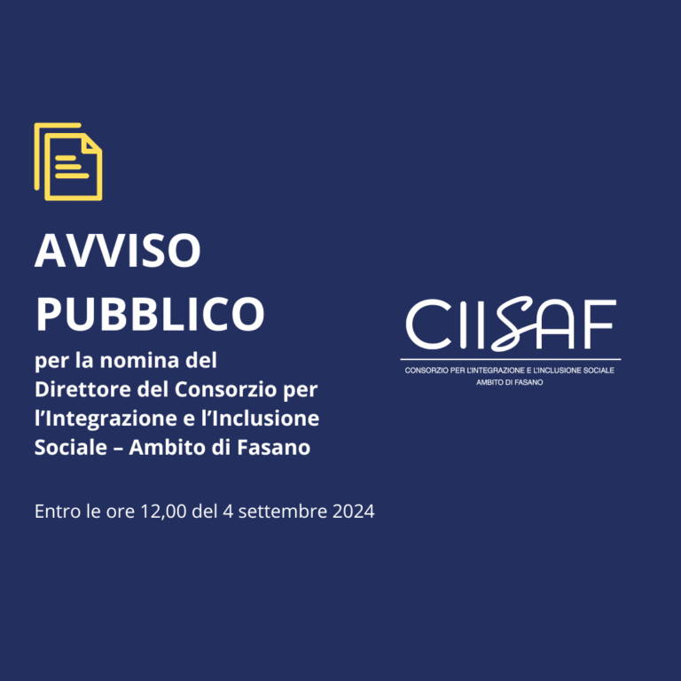 Aperte le candidature per il ruolo di Direttore del Consorzio CIISAF - Osservatorio Fasano