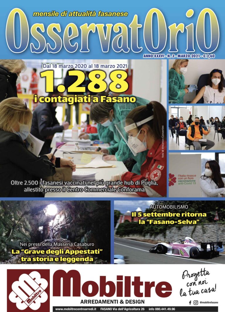 Da stamane in edicola il numero di marzo di Osservatorio - Osservatorio Fasano