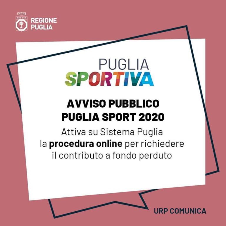 Disponibile online il bando per il contributi a fondo perduto per le società e associazioni sportive dilettantistiche - Osservatorio Fasano