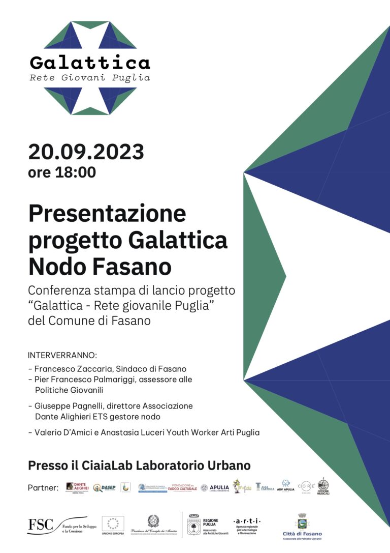 Politiche Giovanili, al via il progetto «Galattica» - Osservatorio Fasano