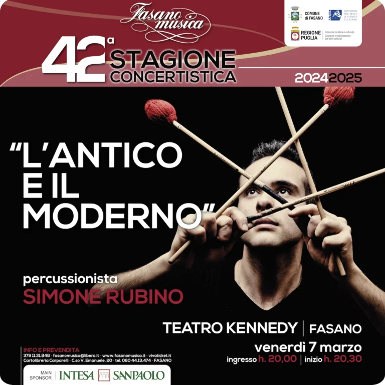 Fasanomusica: venerdì 7 marzo il concerto di Simone Rubino Fasanomusica: venerdì 7 marzo il concerto di Simone Rubino - Osservatorio Fasano