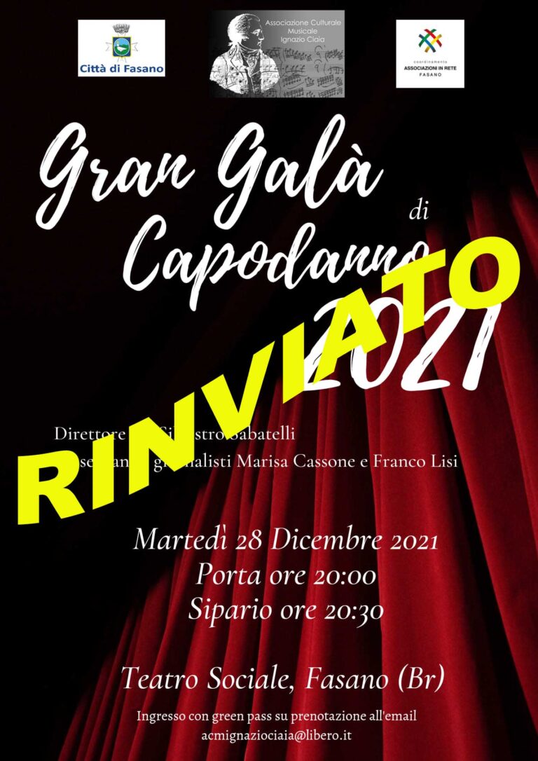 Rimandato a data da destinarsi il Gran Galà di Capodanno - Osservatorio Fasano