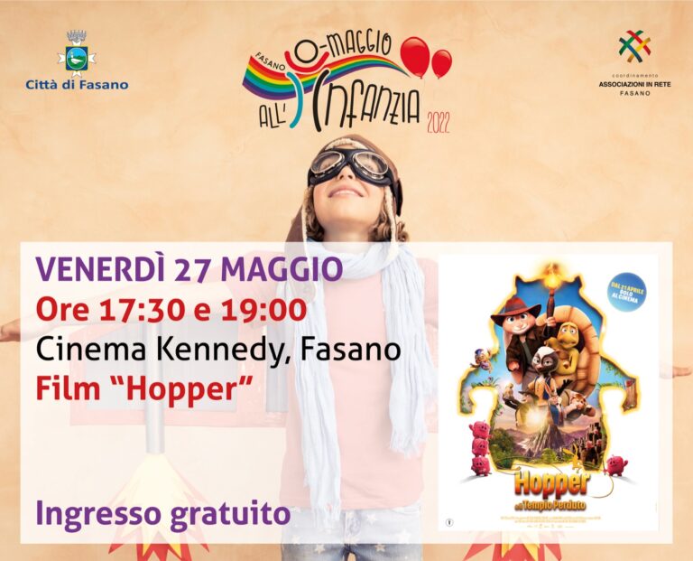«O-maggio all’Infanzia»: doppio appuntamento al Kennedy con il film «Hopper e il Tempio perduto» - Osservatorio Fasano