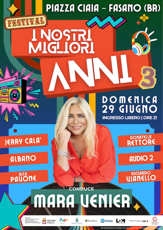 Torna a Fasano il festival “I nostri migliori anni! – 3^ Edizione” con Mara Venier Torna a Fasano il festival “I nostri migliori anni! - 3^ Edizione” con Mara Venier - Osservatorio Fasano