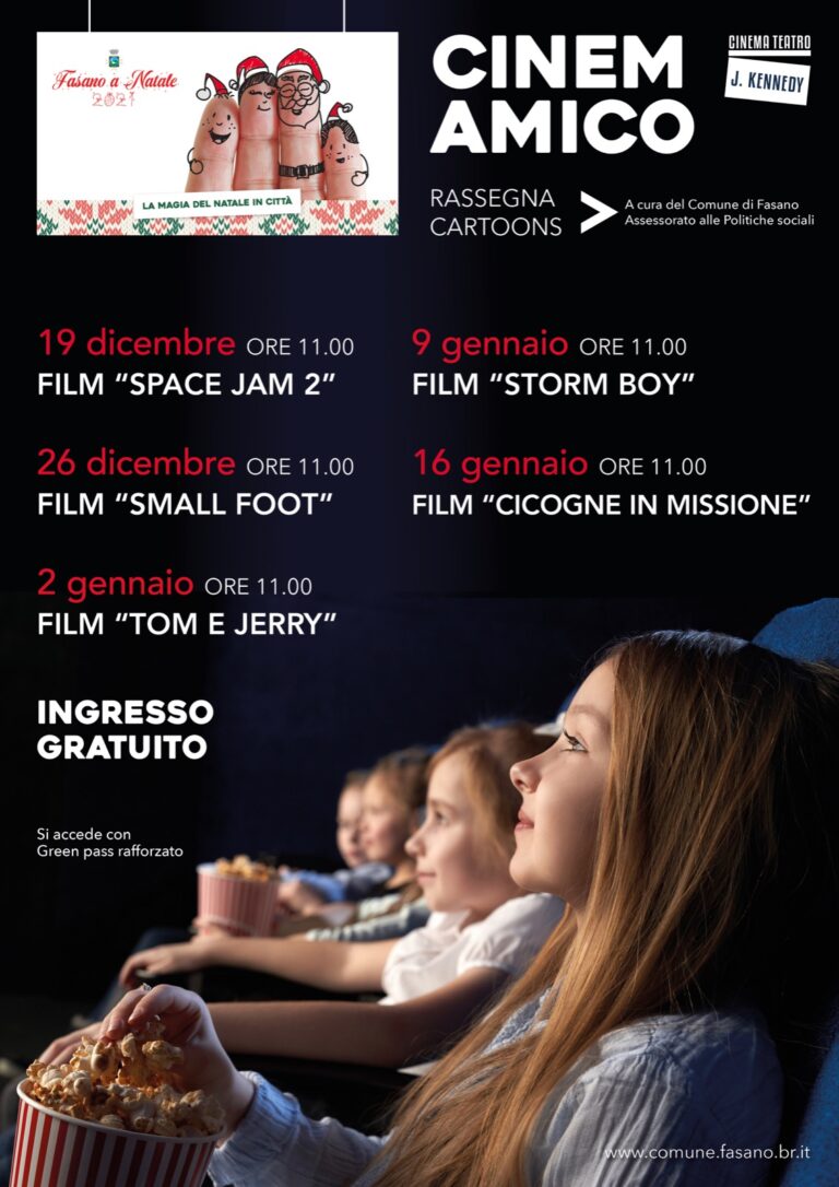 Natale 2021: al via la rassegna gratuita «Un cinema per Amico» Natale 2021: al via la rassegna gratuita «Un cinema per Amico» - Osservatorio Fasano