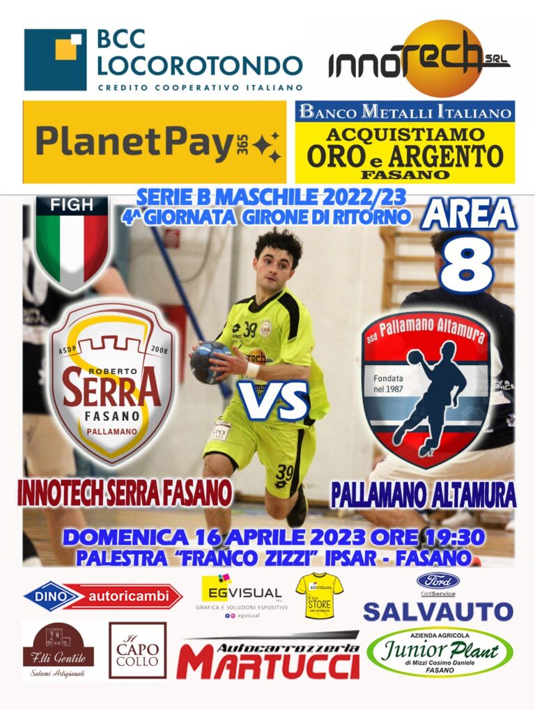 L’Innotech Serra Fasano ospita la Pallamano Altamura L’Innotech Serra Fasano ospita la Pallamano Altamura - Osservatorio Fasano
