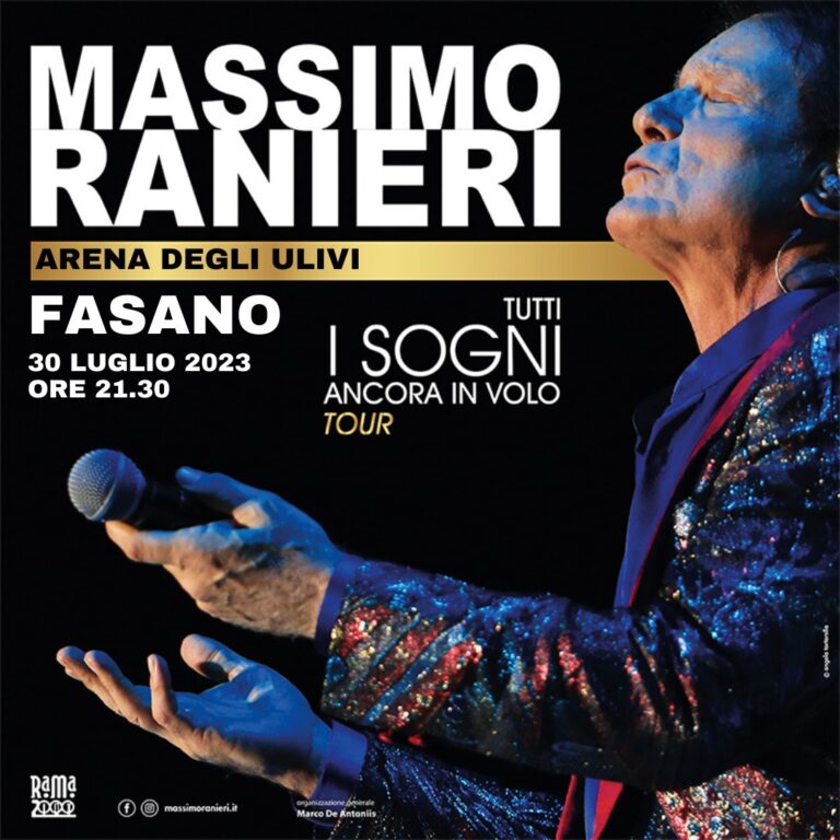 MASSIMO RANIERI A FASANO, SU TICKETONE DISPONIBILI I BIGLIETTI PER ACCEDERE ALL’EVENTO MASSIMO RANIERI A FASANO, SU TICKETONE DISPONIBILI I BIGLIETTI PER ACCEDERE ALL’EVENTO - Osservatorio Fasano
