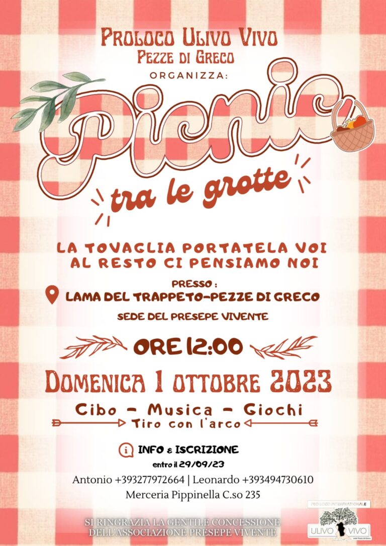 Pic Nic tra le Grotte il 1° ottobre a Pezze di Greco - Osservatorio Fasano