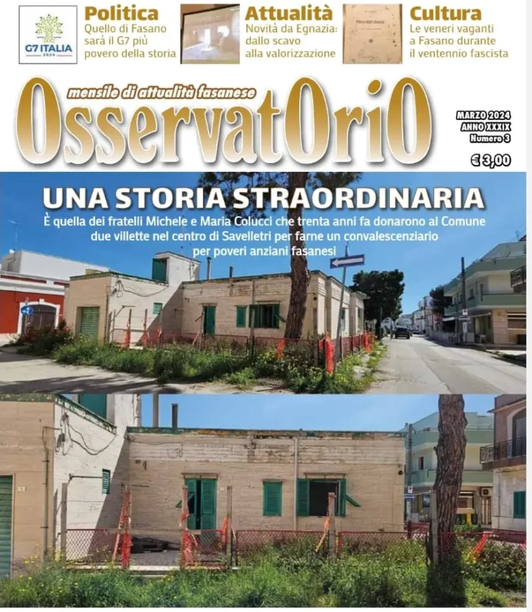 Da oggi in edicola il numero di marzo di Osservatorio - Osservatorio Fasano