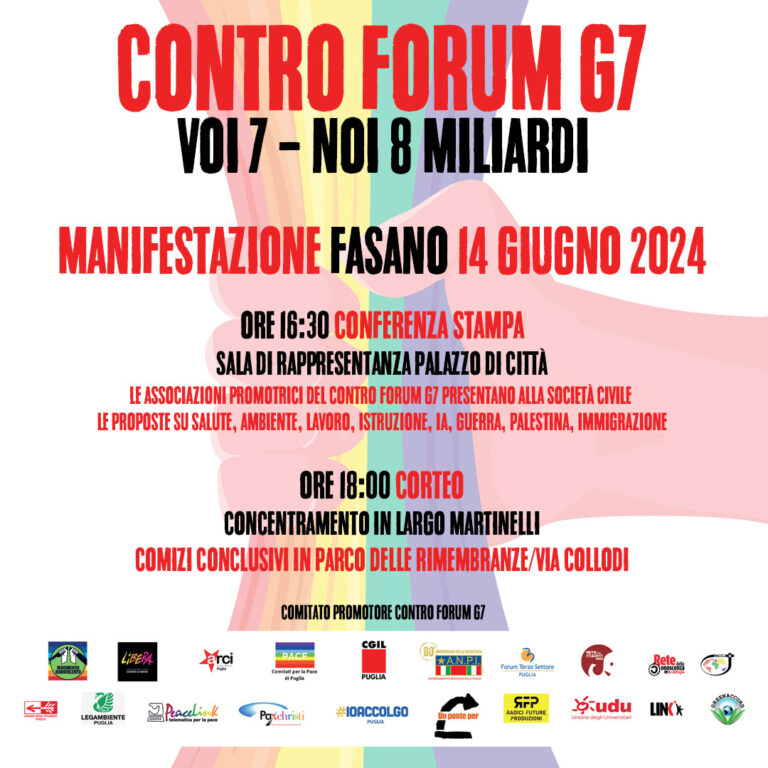 Indetta una seconda manifestazione contro il G7 per venerdì 14 giugno - Osservatorio Fasano