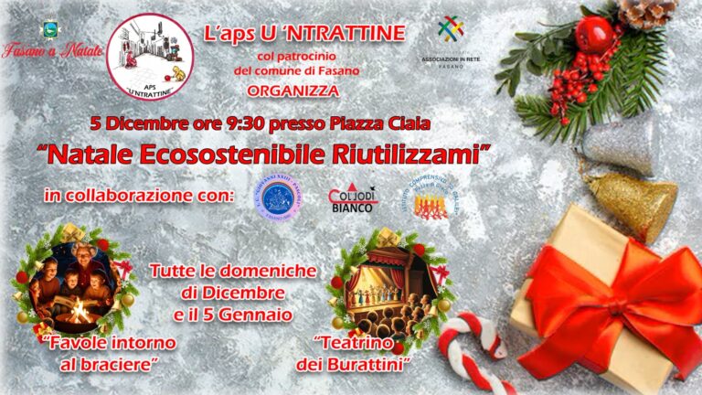 L'Aps U'Ntrattine presenta il "Natale Ecosistenibile Riutilizzami" - Osservatorio Fasano