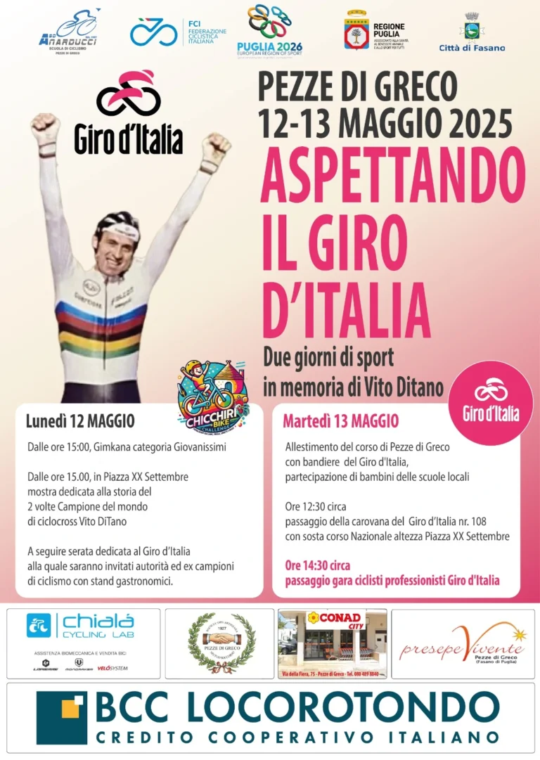 Pezze di Greco in festa per il Giro d'Italia: un omaggio a Vito DiTano - Osservatorio Fasano