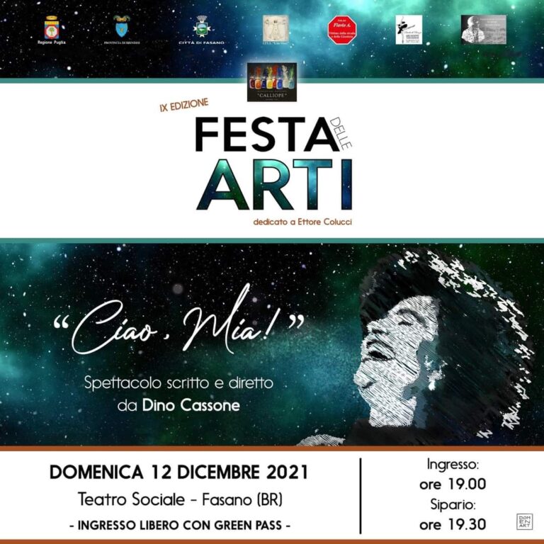 IX FESTA DELLE ARTI dedicata ad Ettore Colucci ‘Ciao, Mia!’ IX FESTA DELLE ARTI dedicata ad Ettore Colucci 'Ciao, Mia!' - Osservatorio Fasano