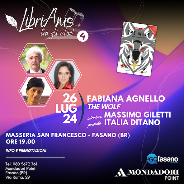 “LibriAmo…tra gli ulivi”: Fabiana Agnello presenta “The Wolf: Cornuti a caccia di Sacristi” “LibriAmo…tra gli ulivi”: Fabiana Agnello presenta “The Wolf: Cornuti a caccia di Sacristi” - Osservatorio Fasano