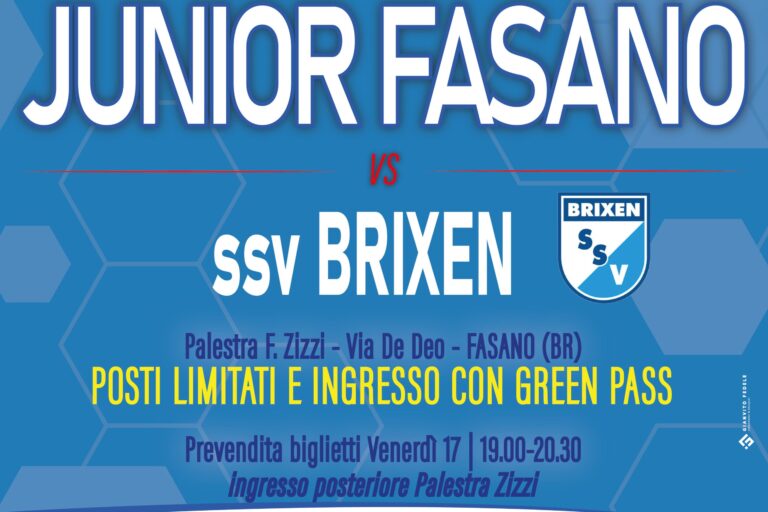 180 posti disponibili per il match Junior Fasano – Bressanone di sabato 19 180 posti disponibili per il match Junior Fasano - Bressanone di sabato 19 - Osservatorio Fasano