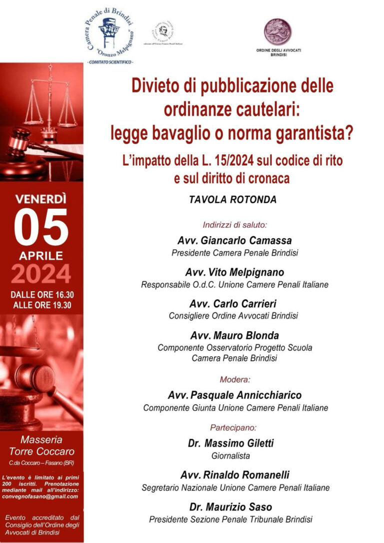 Massimo Giletti incontra la Camera Penale di Brindisi: a Fasano tavola rotonda sulla "Legge Bavaglio" - Osservatorio Fasano