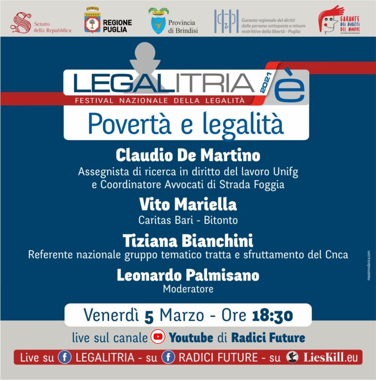 I nuovi poveri, ‘risorsa’ della criminalità? Le dinamiche in tempo di crisi al centro del prossimo incontro di LegalItria I nuovi poveri, 'risorsa' della criminalità? Le dinamiche in tempo di crisi al centro del prossimo incontro di LegalItria - Osservatorio Fasano