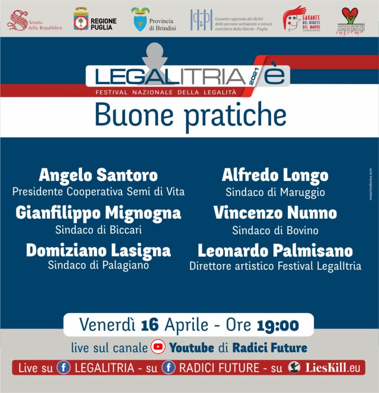 Festival Legalitria: Le buone pratiche per un’antimafia attiva Festival Legalitria: Le buone pratiche per un'antimafia attiva - Osservatorio Fasano