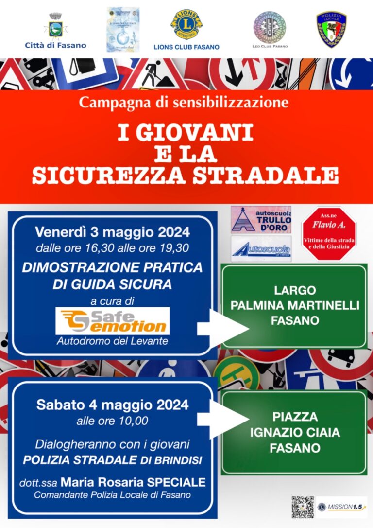 I Lions di Fasano per i giovani e la sicurezza stradale I Lions di Fasano per i giovani e la sicurezza stradale - Osservatorio Fasano