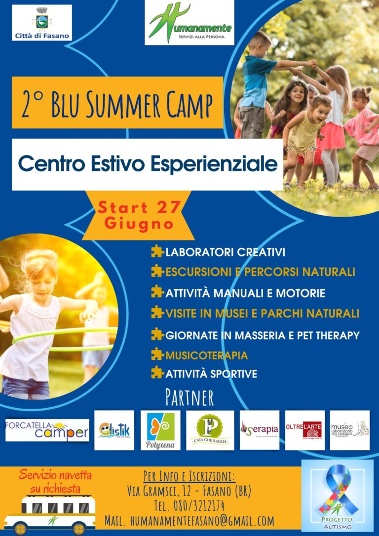 «2° Blu Summer Camp – Centro Estivo dedicato all'Autismo organizzato dall'Associazione Humanamente» - Osservatorio Fasano