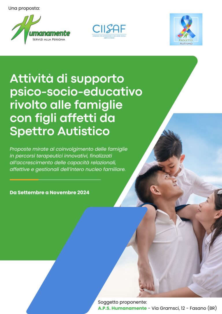 “Humanamente propone nuove attività rivolte alle famiglie con figli affetti da Spettro Autistico” “Humanamente propone nuove attività rivolte alle famiglie con figli affetti da Spettro Autistico” - Osservatorio Fasano