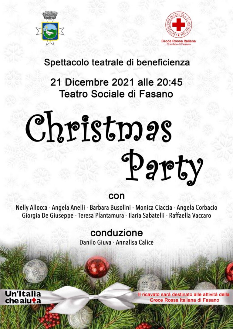 Un ‘Christmas Party’ per sostenere la Croce Rossa di Fasano Un 'Christmas Party' per sostenere la Croce Rossa di Fasano - Osservatorio Fasano