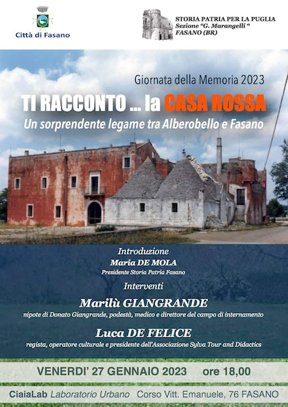 In occasione della Giornata della Memoria Incontro della Sezione di Fasano della Società di Storia Patria In occasione della Giornata della Memoria Incontro della Sezione di Fasano della Società di Storia Patria - Osservatorio Fasano