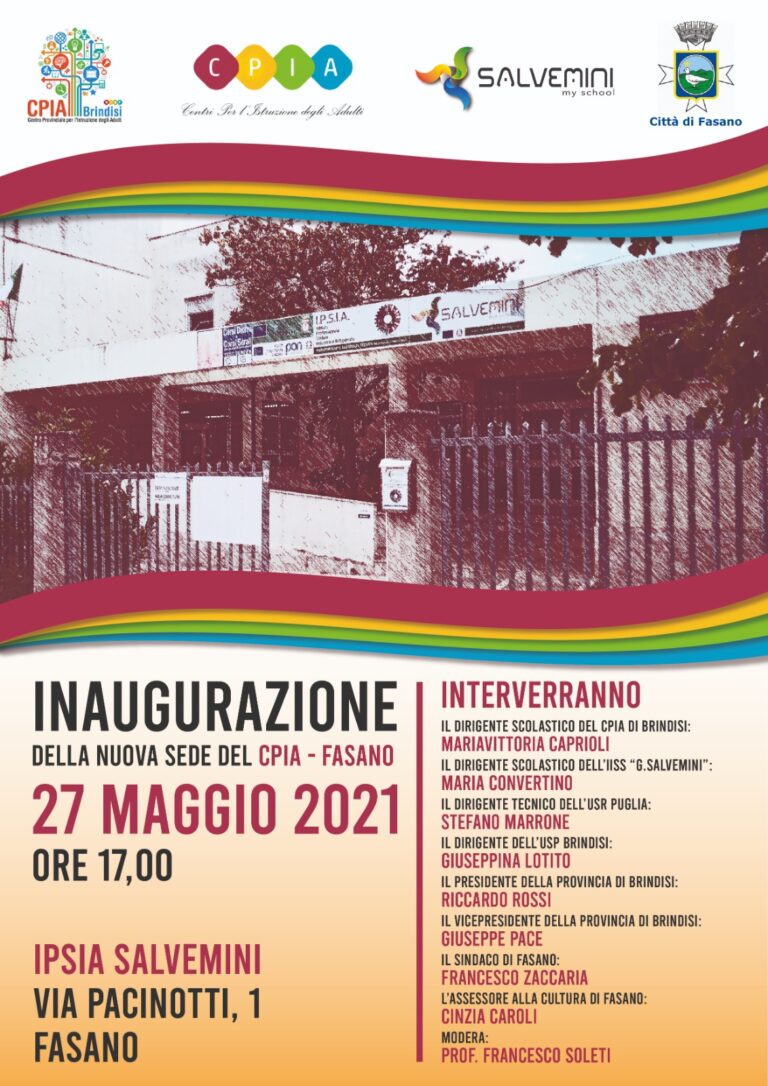 CPIA - Centro per l'Istruzione degli Adulti, domani si inaugura la nuova sede - Osservatorio Fasano