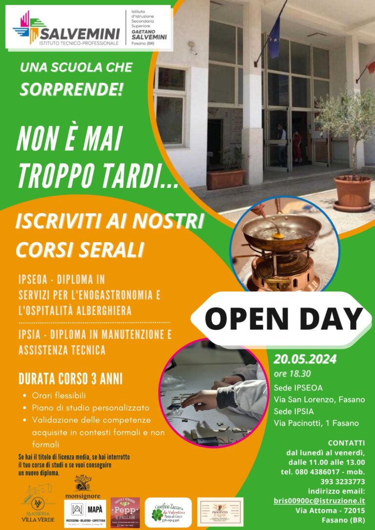 “Salvemini”: Corsi di istruzione per adulti (corsi serali) "Salvemini": Corsi di istruzione per adulti (corsi serali) - Osservatorio Fasano