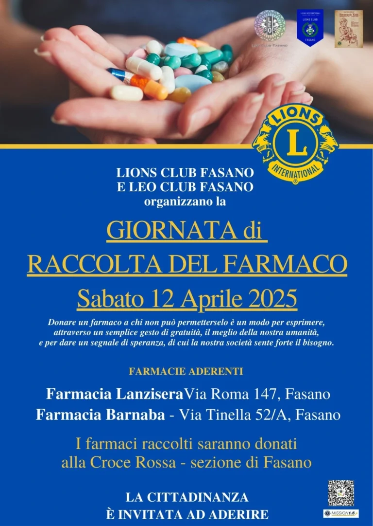 Lions Club Fasano e Leo Club Fasano insieme per la raccolta dei farmaci Lions Club Fasano e Leo Club Fasano insieme per la raccolta dei farmaci - Osservatorio Fasano