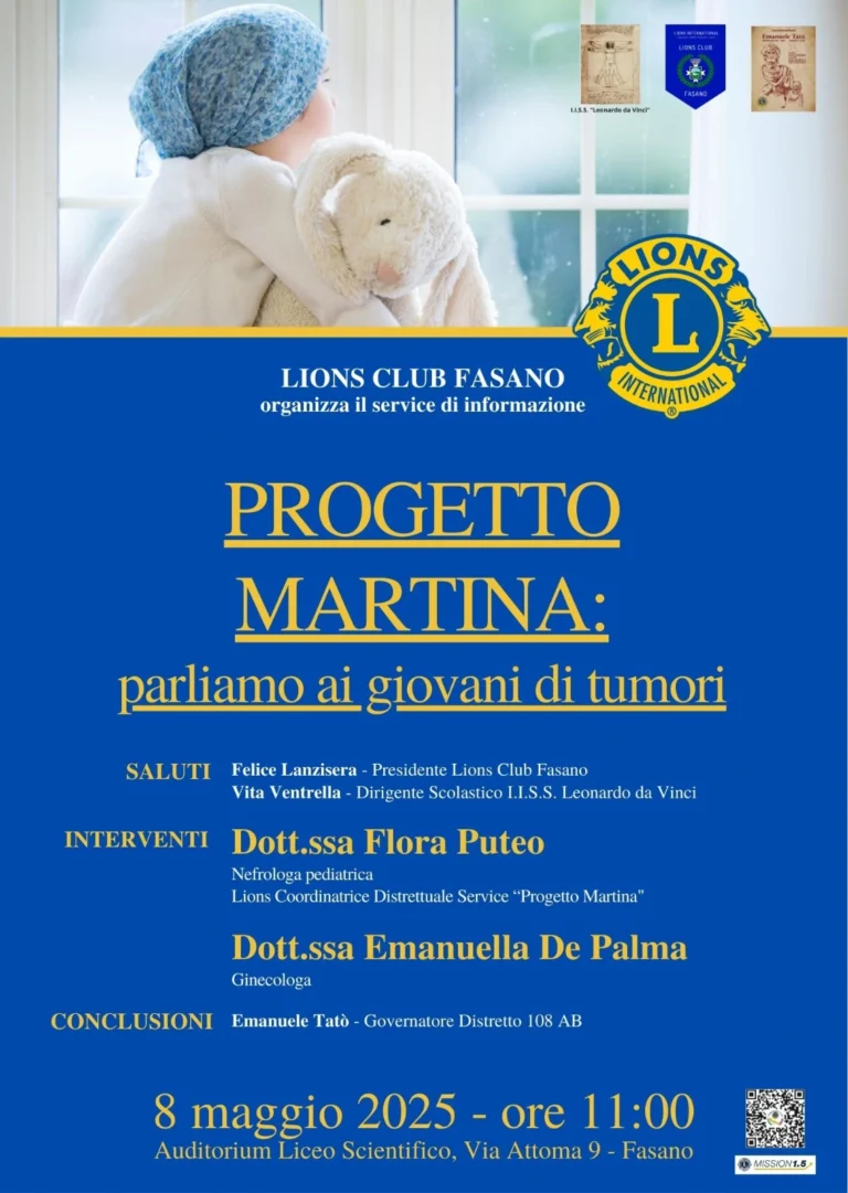 Il Lions Club Fasano incontra gli studenti per il “Progetto Martina” Il Lions Club Fasano incontra gli studenti per il “Progetto Martina” - Osservatorio Fasano
