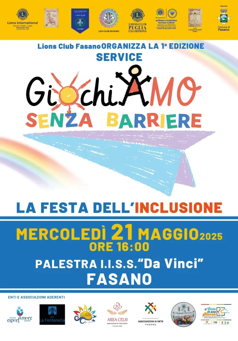 Il Lions Club Fasano discute di “Autismo e inclusione” Il Lions Club Fasano discute di “Autismo e inclusione” - Osservatorio Fasano